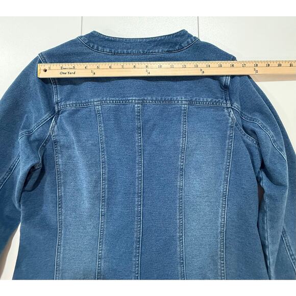 D&Co Jacket Stretch Denim Long Sleeve Button Front Womens Size M (107) - Picture 8 of 9